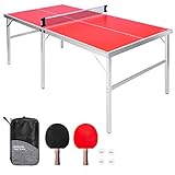 GoSports 6' x 3' Mid-size Table Tennis Game Set - Indoor / Outdoor Portable Table Tennis Game with Net, 2 Table Tennis Paddles and 4 Balls