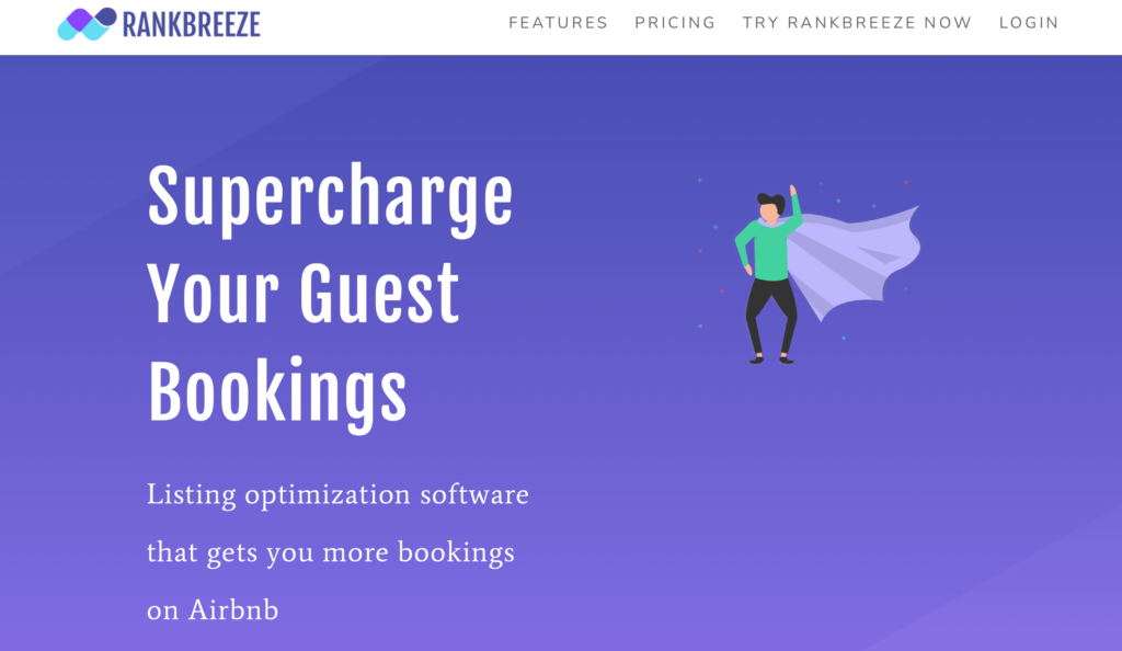 A screenshot of the RankBreeze homepage. 